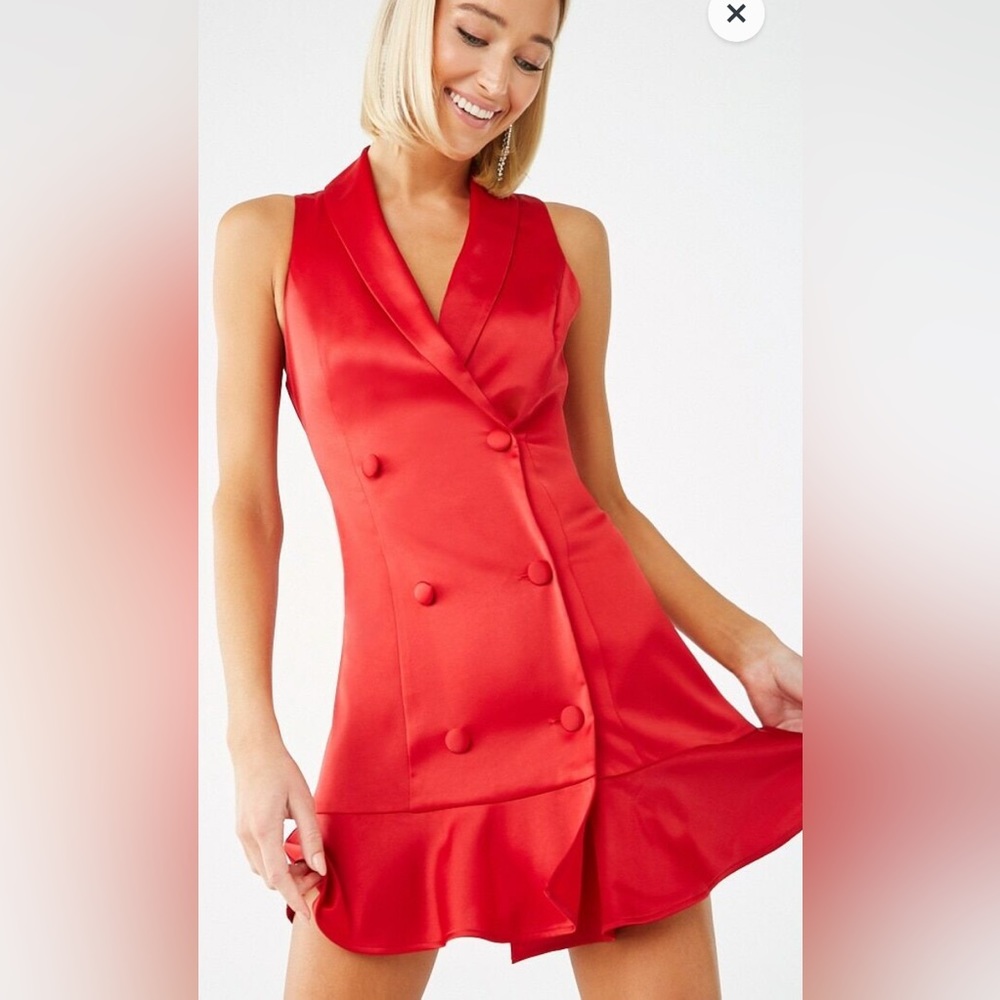 Retro Double Breasted Satin Dress